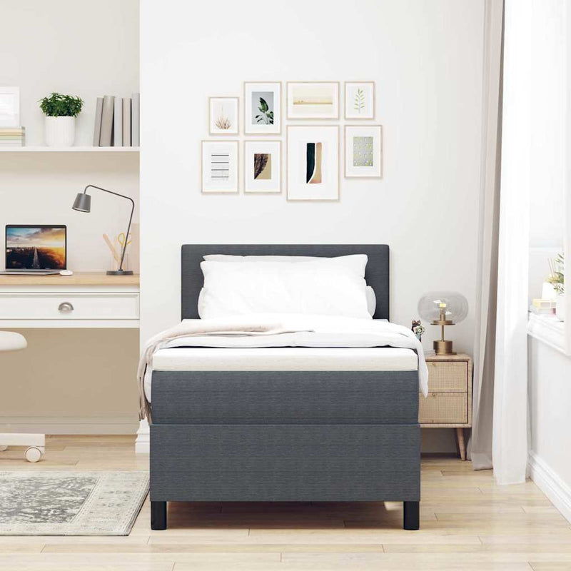 vidaXL Boxrugós ágy Sötétszürke és Fehér 203 x 80 x 88 cm