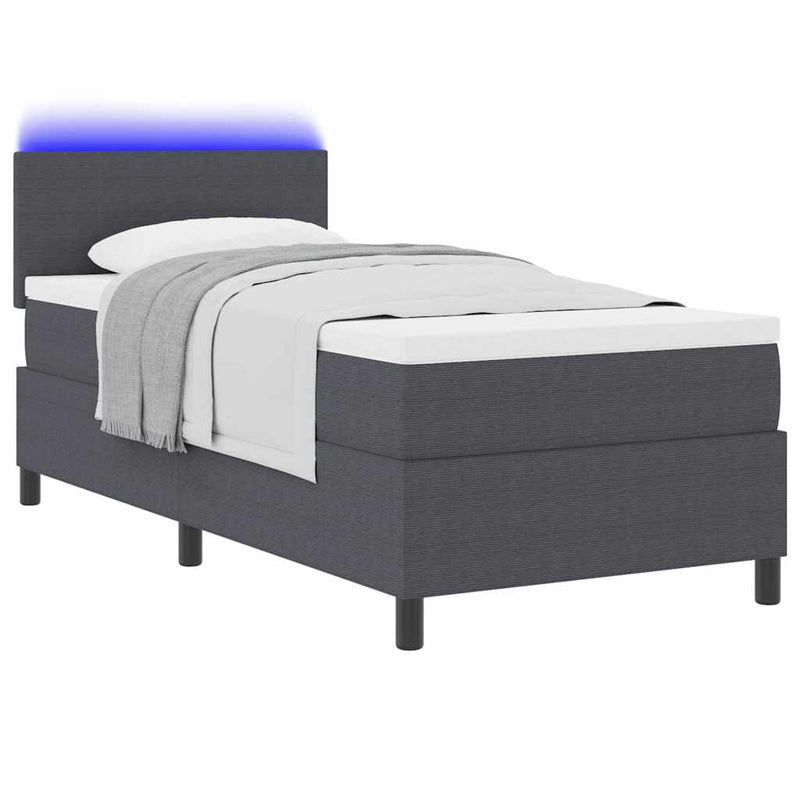 vidaXL Boxrugós ágy Sötétszürke és Fehér 203 x 80 x 88 cm