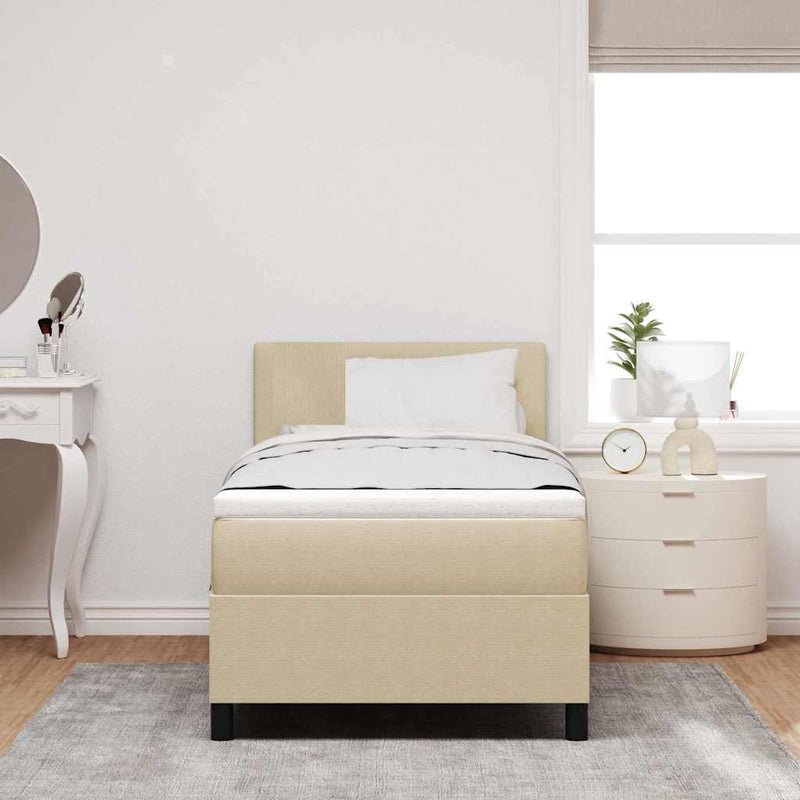 vidaXL Boxrugós ágy Világosszürke és fehér 203 x 80 x 88 cm