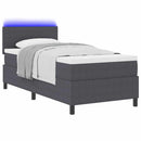 vidaXL LED Box Spring Ágy fejtámlával Sötétszürke és Fehér 90 x 190 cm