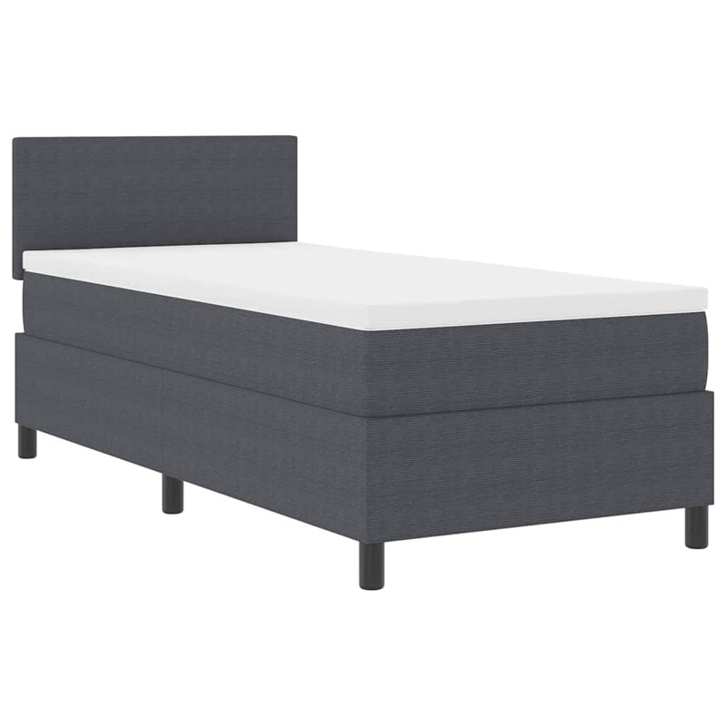 vidaXL Boxrugós ágy Sötétszürke és Fehér 203 x 90 x 88 cm