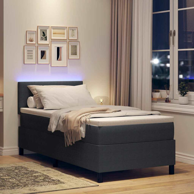 vidaXL Boxrugós ágy Sötétszürke és Fehér 203 x 100 x 88 cm