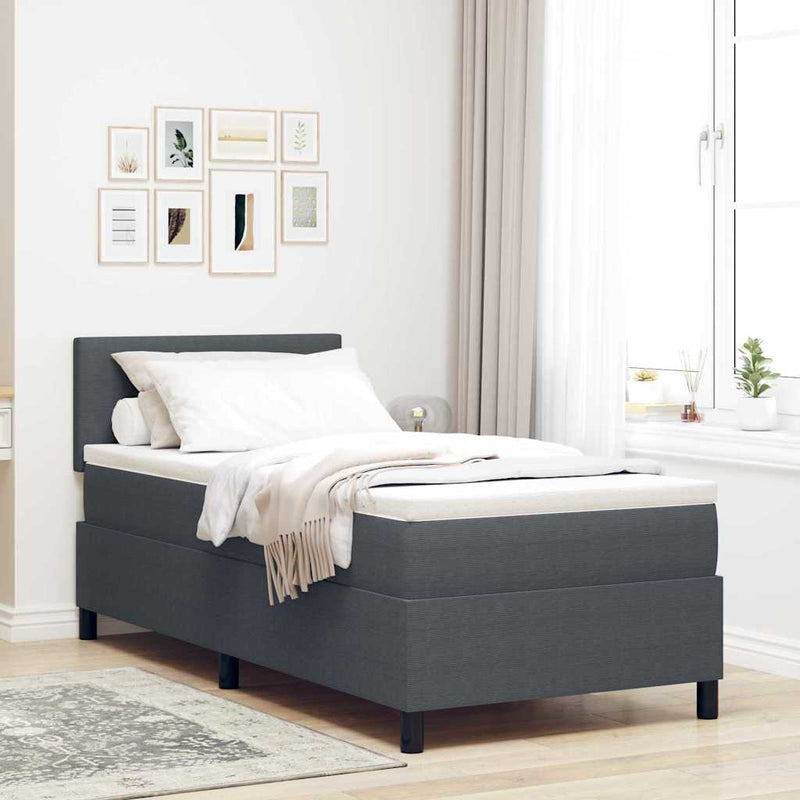 vidaXL Boxrugós ágy Sötétszürke és Fehér 203 x 100 x 88 cm