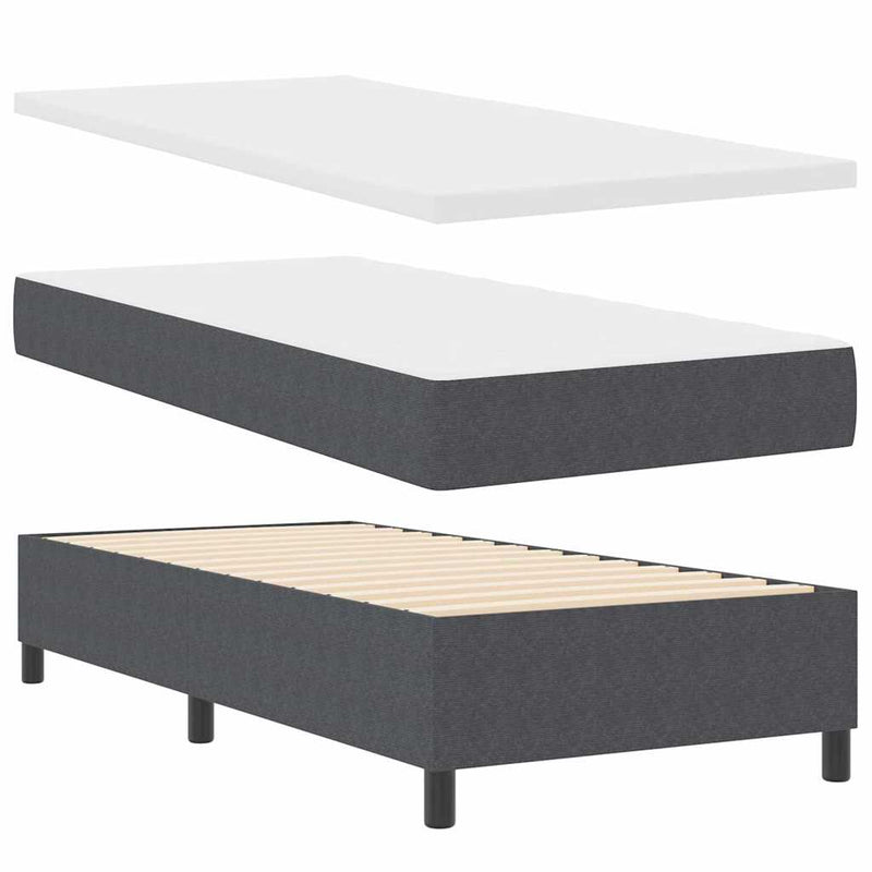 vidaXL Boxrugós ágy Sötétszürke és Fehér 203 x 100 x 88 cm