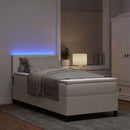 vidaXL LED Box Spring Ágy Krém és fehér 100 x 200 cm Bársonyos szövet