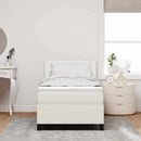 vidaXL LED Box Spring Ágy Krém és fehér 100 x 200 cm Bársonyos szövet