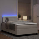 vidaXL LED Box Spring Ágy Krém és fehér 120 x 200 cm Bársonyos szövet