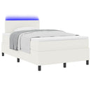 vidaXL LED Box Spring Ágy Krém és fehér 120 x 200 cm Bársonyos szövet