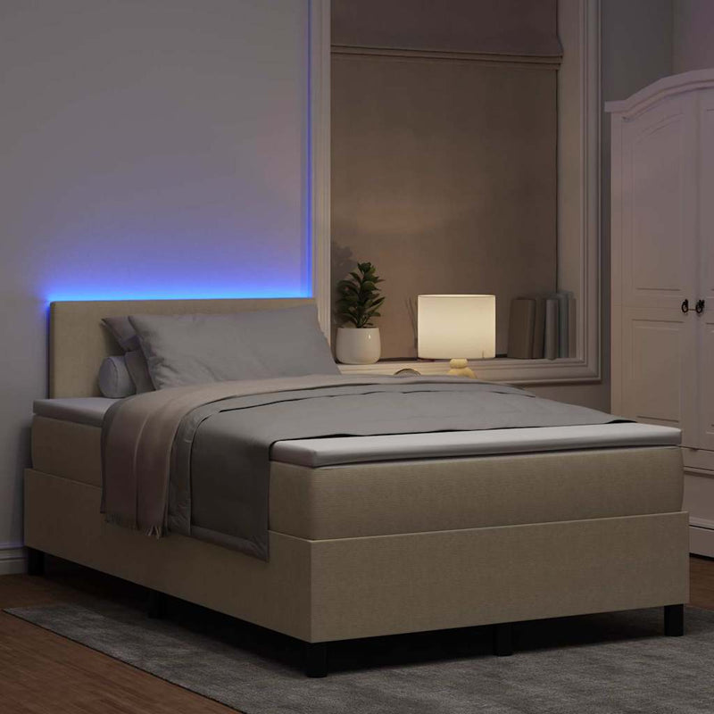 vidaXL Boxrugós ágy Világosszürke és fehér 203 x 120 x 88 cm