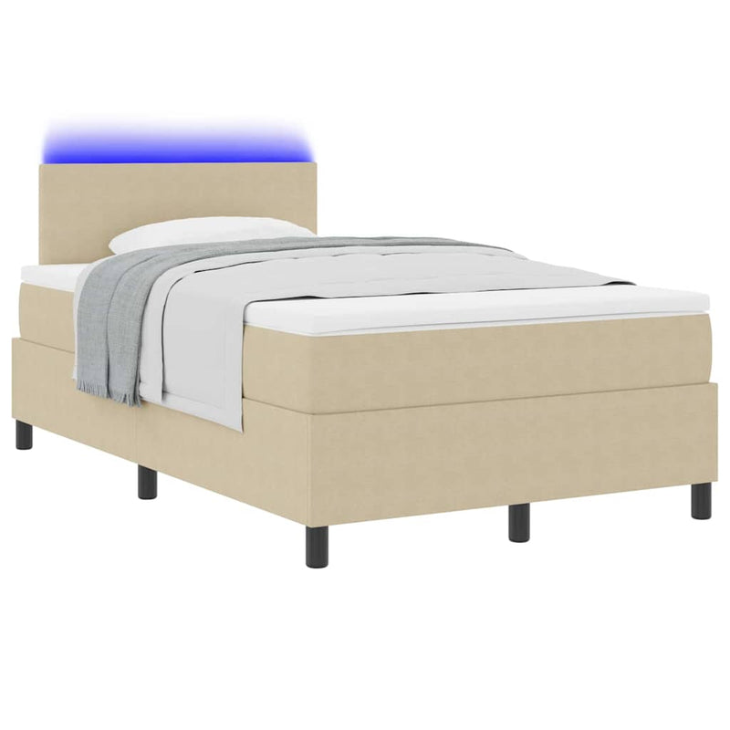 vidaXL Boxrugós ágy Világosszürke és fehér 203 x 120 x 88 cm