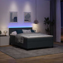 vidaXL LED Box Spring Ágy Sötétszürke és Fehér 140 x 200 cm
