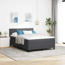 vidaXL LED Box Spring Ágy Sötétszürke és Fehér 140 x 200 cm