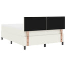 vidaXL LED Box Spring Ágy Krém és fehér 160 x 200 cm Bársonyos szövet