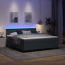 vidaXL LED Box Spring Ágy Sötétszürke és Fehér 180 x 200 cm