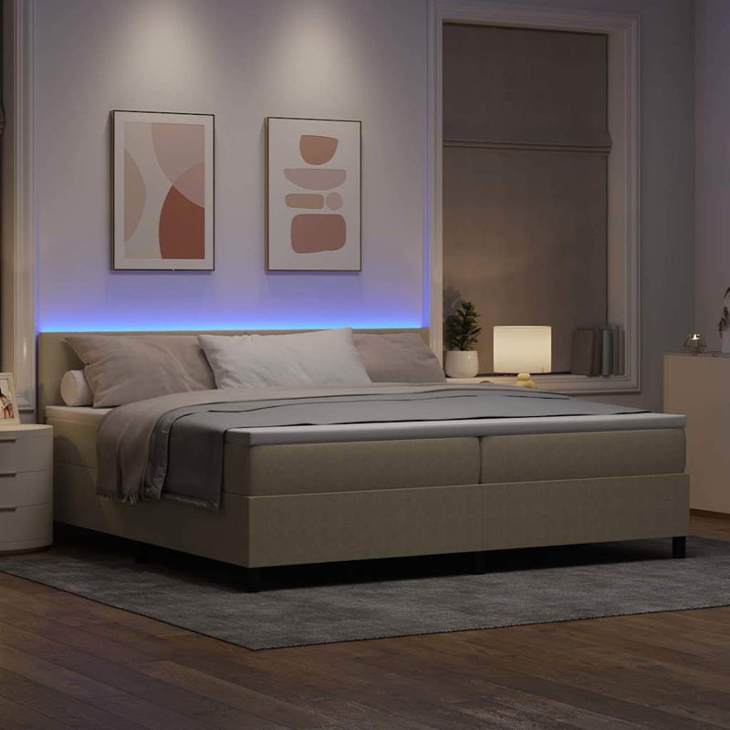 vidaXL Boxrugós ágy Világosszürke és fehér 203 x 200 x 88 cm