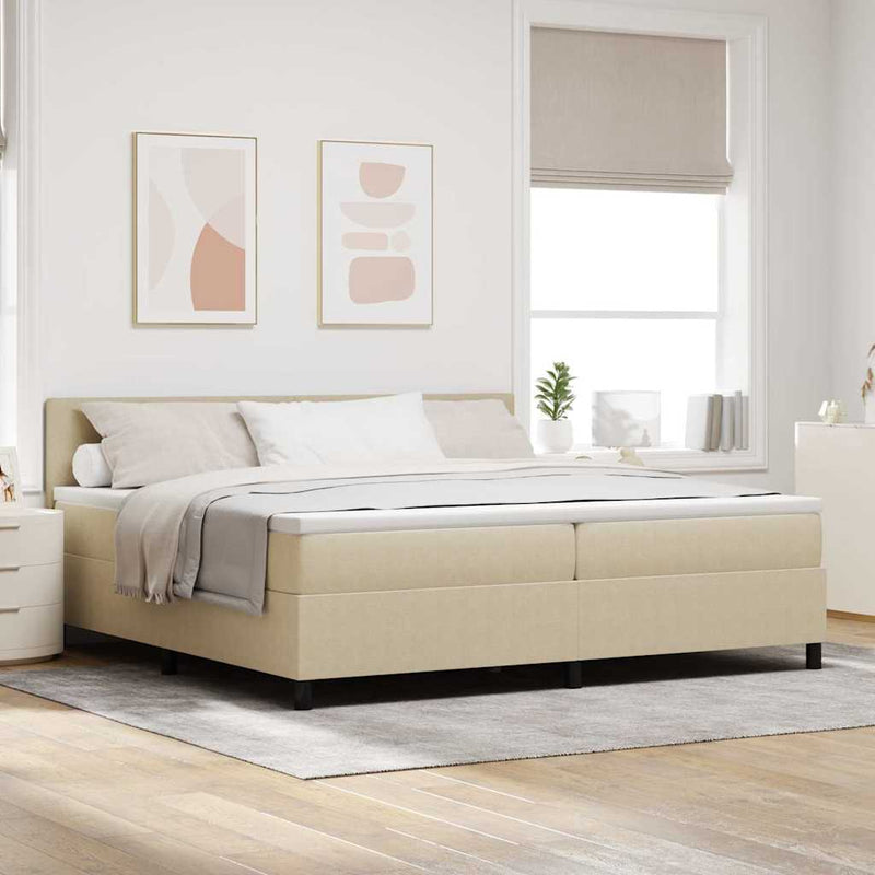 vidaXL Boxrugós ágy Világosszürke és fehér 203 x 200 x 88 cm