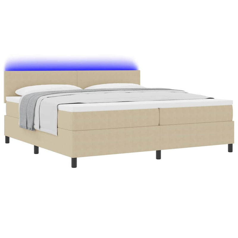 vidaXL Boxrugós ágy Világosszürke és fehér 203 x 200 x 88 cm