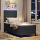 vidaXL LED Box Spring Ágy fejtámlával Sötétszürke és Fehér 80 x 200 cm