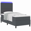 vidaXL LED Box Spring Ágy fejtámlával Sötétszürke és Fehér 80 x 200 cm
