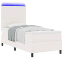 vidaXL LED Box Spring Ágy Krém és fehér 80 x 200 cm Bársonyos szövet