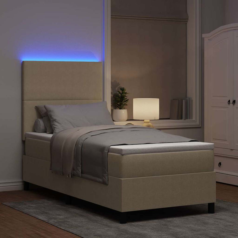 vidaXL Boxrugós ágy Világosszürke és fehér 203 x 100 x 128 cm