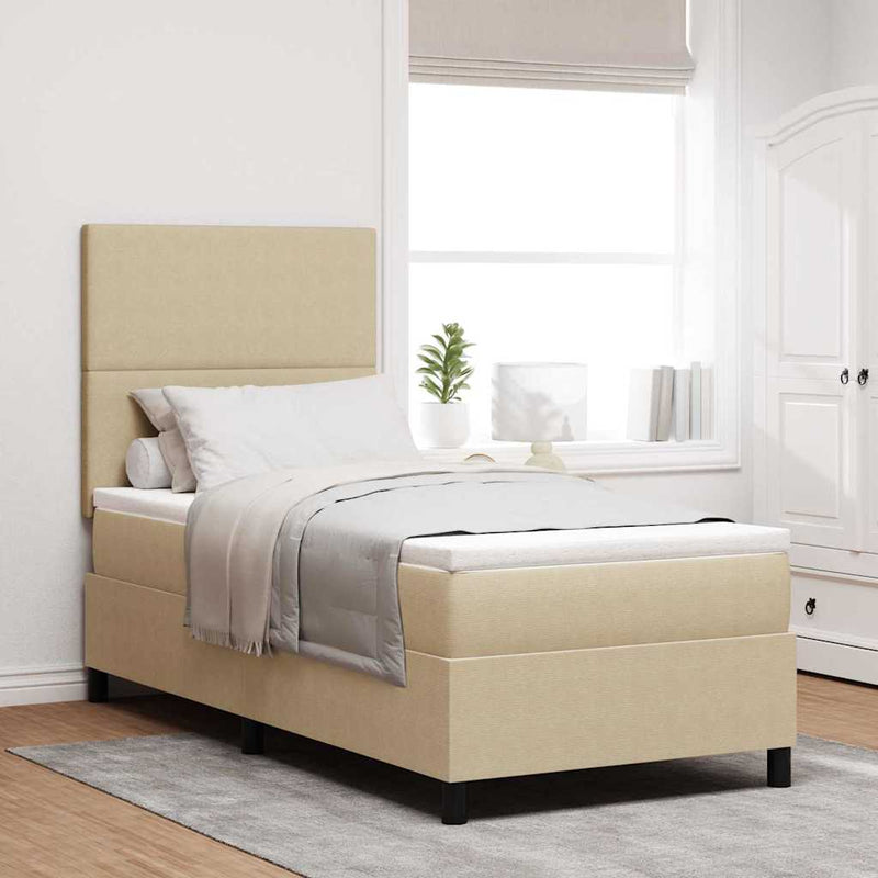 vidaXL Boxrugós ágy Világosszürke és fehér 203 x 100 x 128 cm
