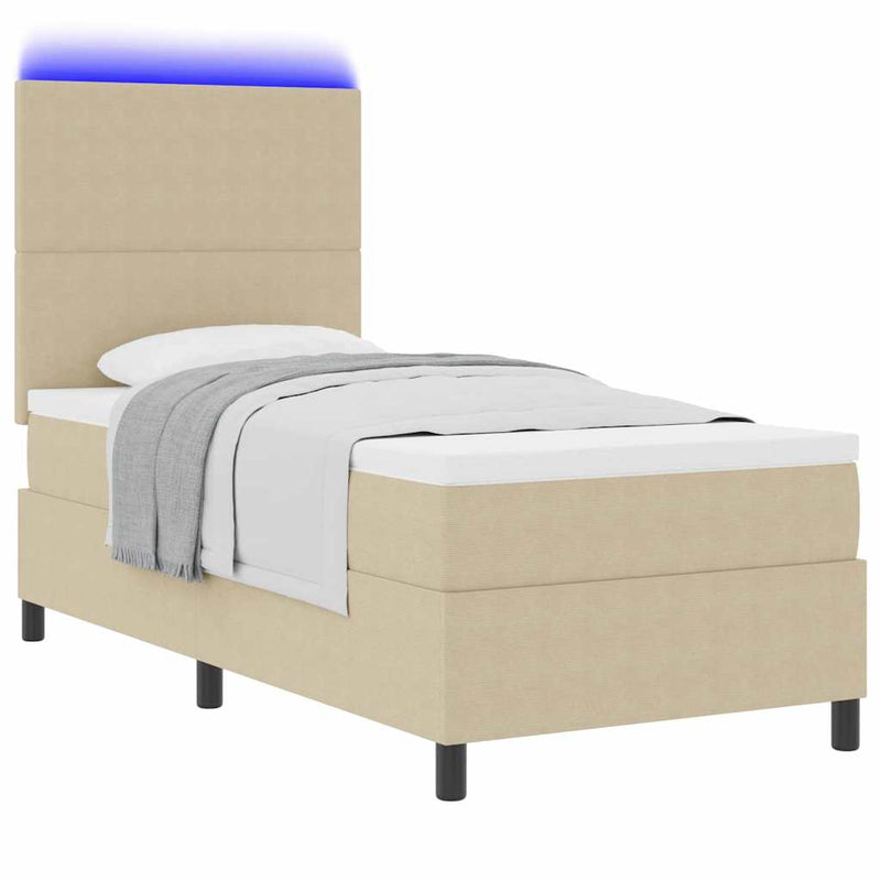 vidaXL Boxrugós ágy Világosszürke és fehér 203 x 100 x 128 cm
