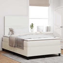 vidaXL LED Box Spring Ágy Krém és fehér 120 x 200 cm Bársonyos szövet