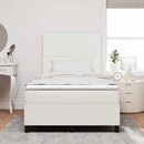 vidaXL LED Box Spring Ágy Krém és fehér 120 x 200 cm Bársonyos szövet