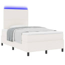 vidaXL LED Box Spring Ágy Krém és fehér 120 x 200 cm Bársonyos szövet
