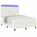 vidaXL LED Box Spring Ágy Krém és fehér 160 x 200 cm Bársonyos szövet
