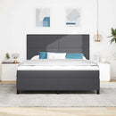 vidaXL LED Box Spring Ágy Sötétszürke és Fehér 180 x 200 cm