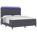 vidaXL LED Box Spring Ágy Sötétszürke és Fehér 180 x 200 cm