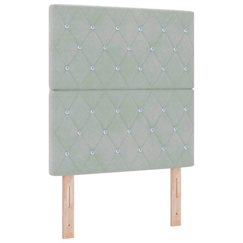 vidaXL Bársony Fejtámla Argyle fejtámlával Világosszürke 80 cm Bársony
