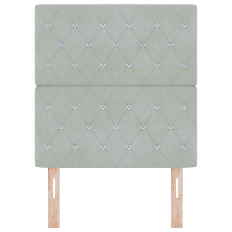 vidaXL Bársony Fejtámla Argyle fejtámlával Világosszürke 80 cm Bársony