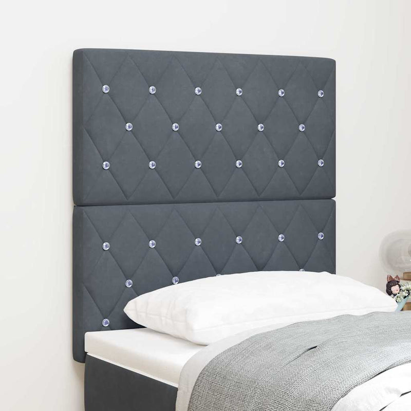 vidaXL Bársony Fejtámla Argyle fejtámlával Sötétszürke 80 cm Bársony