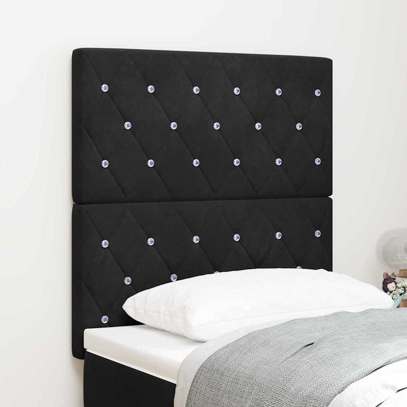 vidaXL Bársony Fejtámla Argyle fejtámlával Fekete 80 cm Bársony