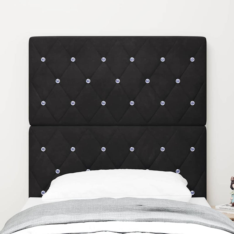 vidaXL Bársony Fejtámla Argyle fejtámlával Fekete 80 cm Bársony