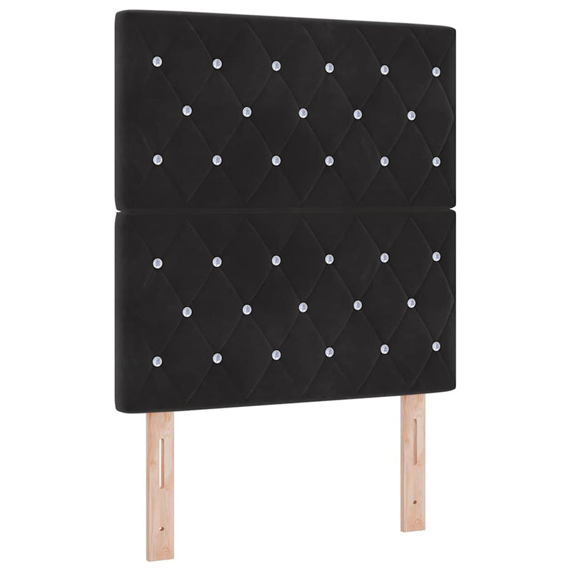vidaXL Bársony Fejtámla Argyle fejtámlával Fekete 80 cm Bársony