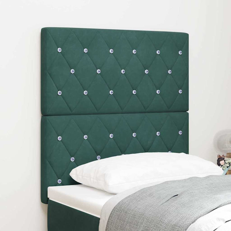 vidaXL Bársony Fejtámla Argyle fejtámlával Sötétzöld 80 cm Bársony
