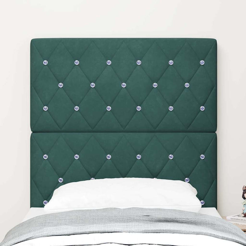 vidaXL Bársony Fejtámla Argyle fejtámlával Sötétzöld 80 cm Bársony
