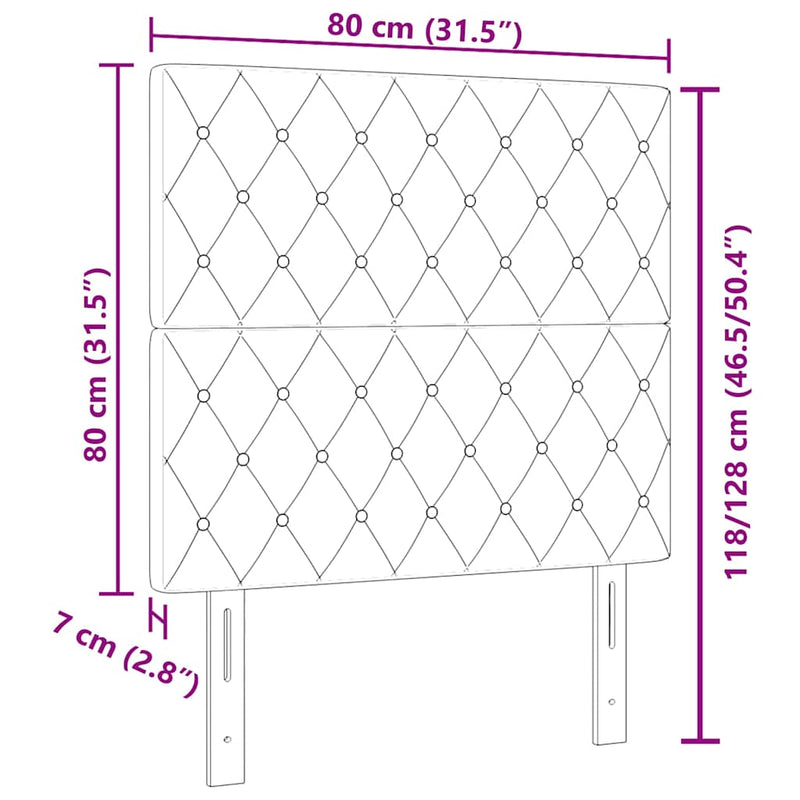 vidaXL Bársony Fejtámla Argyle fejtámlával Sötétkék 80 cm Bársony