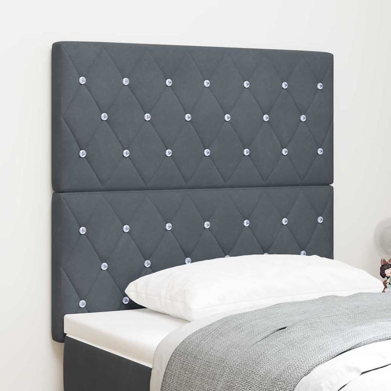 vidaXL Bársony Fejtámla Argyle fejtámlával Sötétszürke 90 cm Bársony