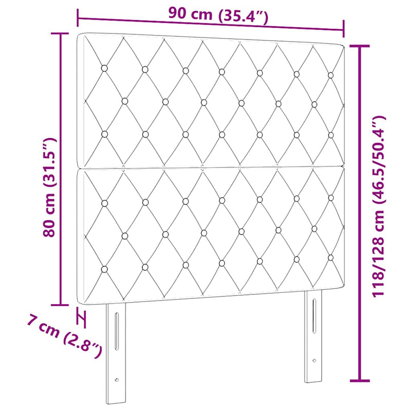 vidaXL Bársony Fejtámla Argyle fejtámlával Sötétszürke 90 cm Bársony
