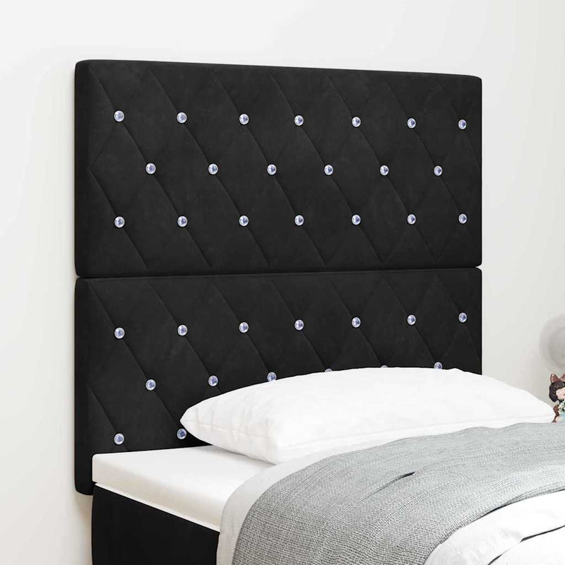 vidaXL Bársony Fejtámla Argyle fejtámlával Fekete 100 cm Bársony