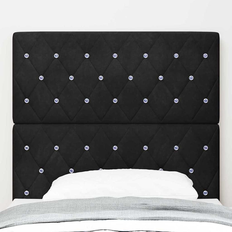 vidaXL Bársony Fejtámla Argyle fejtámlával Fekete 100 cm Bársony