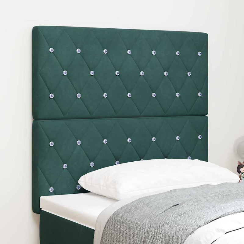 vidaXL Bársony Fejtámla Argyle fejtámlával Sötétzöld 100 cm Bársony