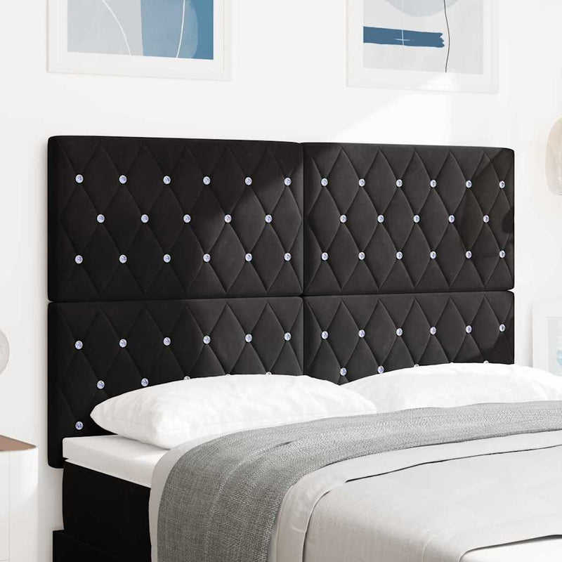 vidaXL Bársony Fejtámla Argyle fejtámlával Fekete 140 cm Bársony