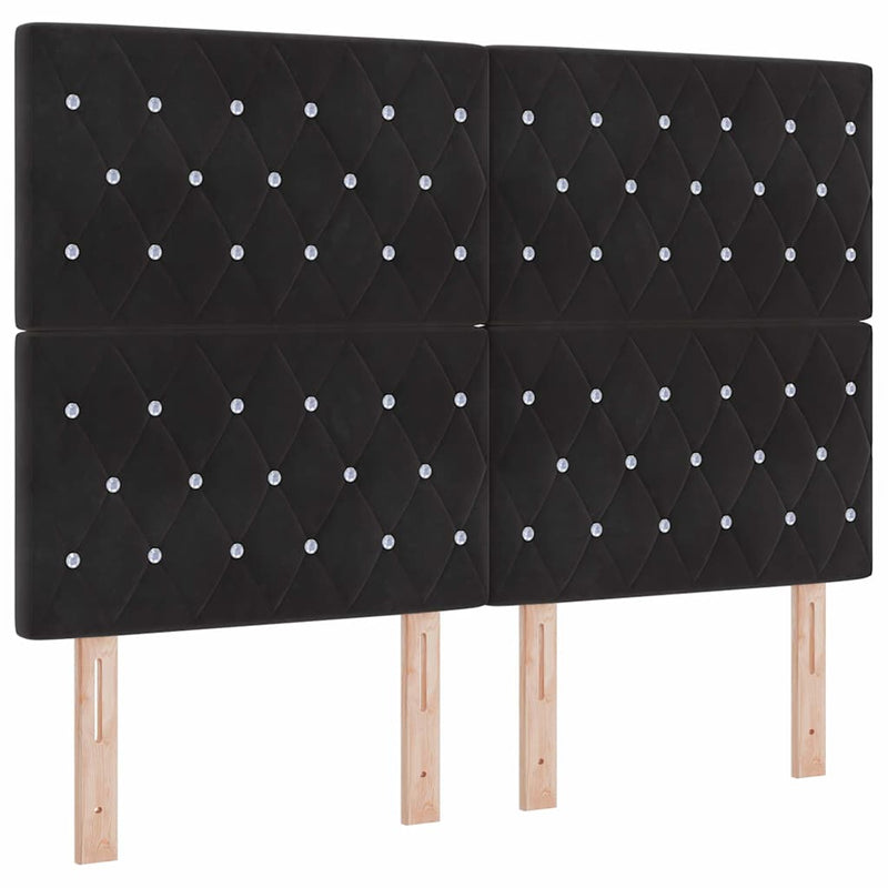 vidaXL Bársony Fejtámla Argyle fejtámlával Fekete 140 cm Bársony