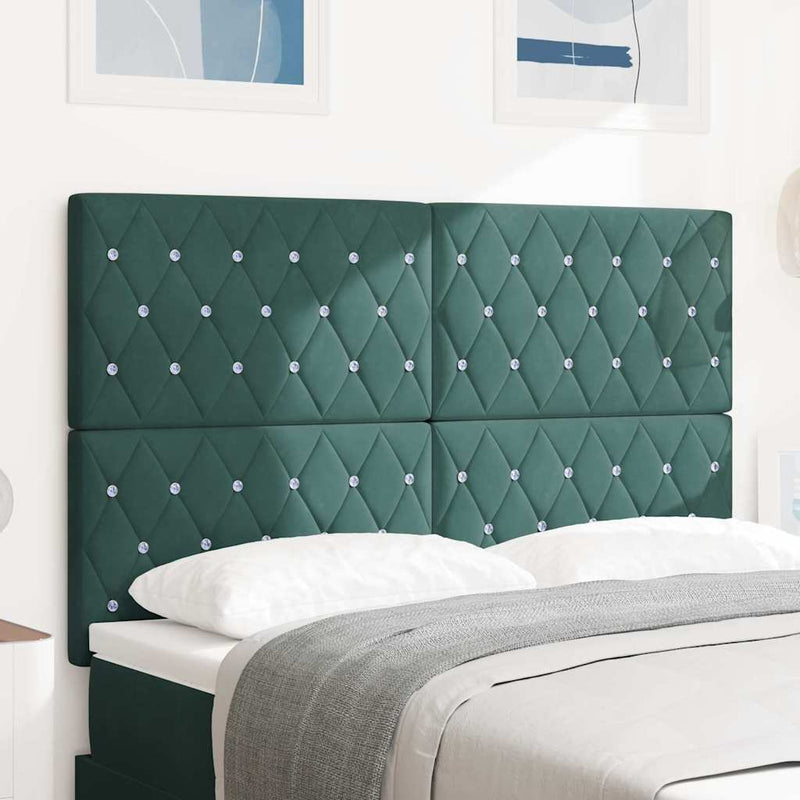 vidaXL Bársony Fejtámla Argyle fejtámlával Sötétzöld 140 cm Bársony